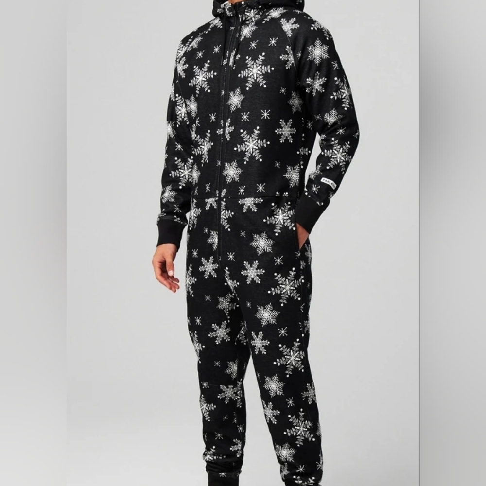 M Tall Cozy fleece hooded onesie - fabletics NWT